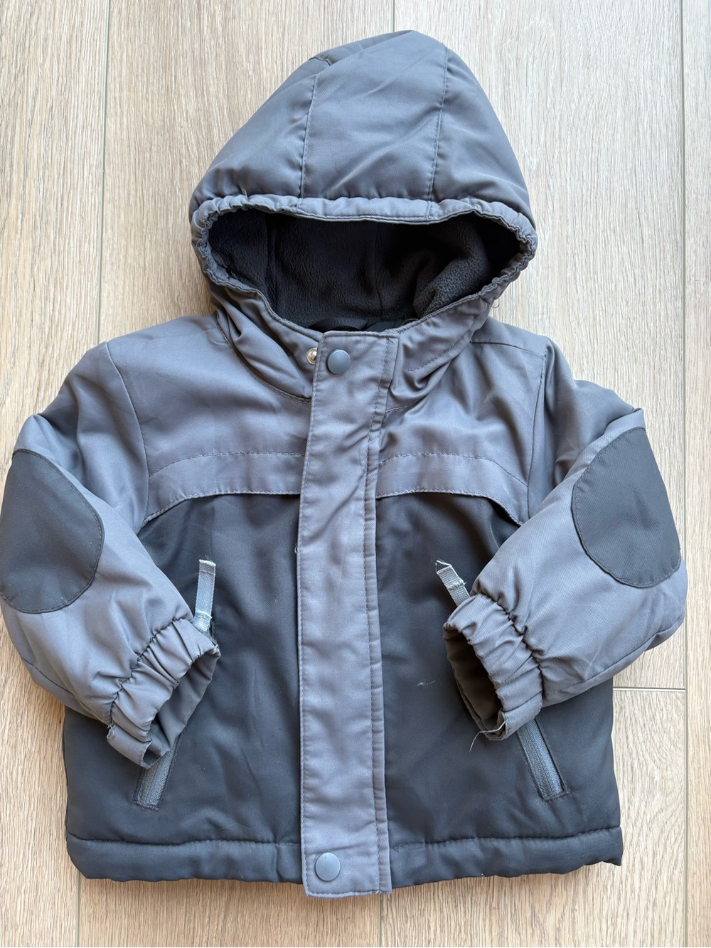 Cat & Jack Two-Tone Gray Hooded Puffer Jacket